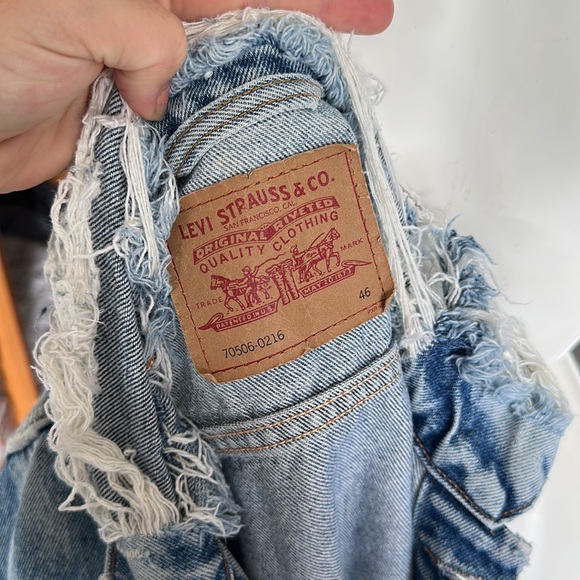 Levi’s 1980’s vintage distressed trucker jacket sz 46 - Picture 10 of 15